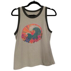 Natural Life Waves Floral Ringer Tank Top Medium